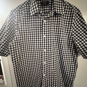Nordstrom Men's Navy and White Plaid Shirt